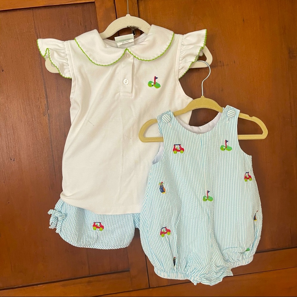 Zuccini Girls Embroidered Golf Shorts Set